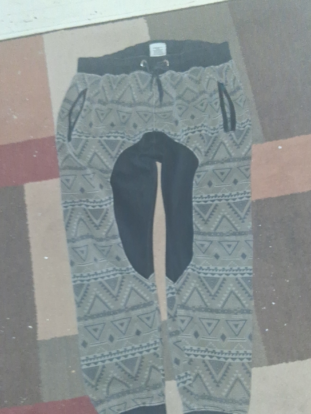 Mens Track 23 Olive Black Aztec Jogger Pants with Black Mid Panel Size Medium